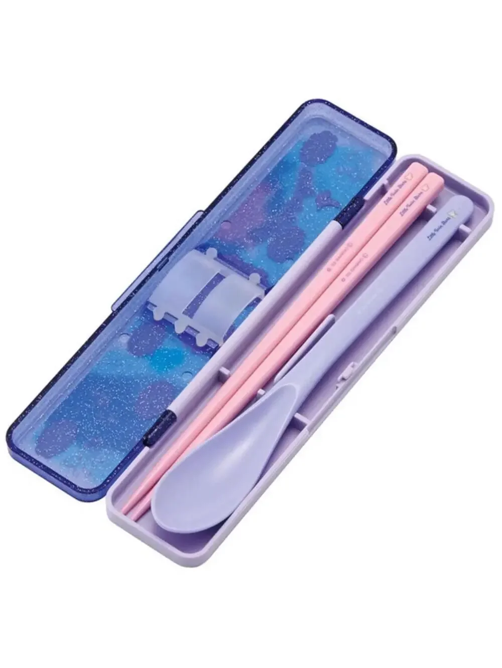 Sanrio Little Twin Stars Utensil Set Spoon Chopsticks Box Case Glitter Bento NWT